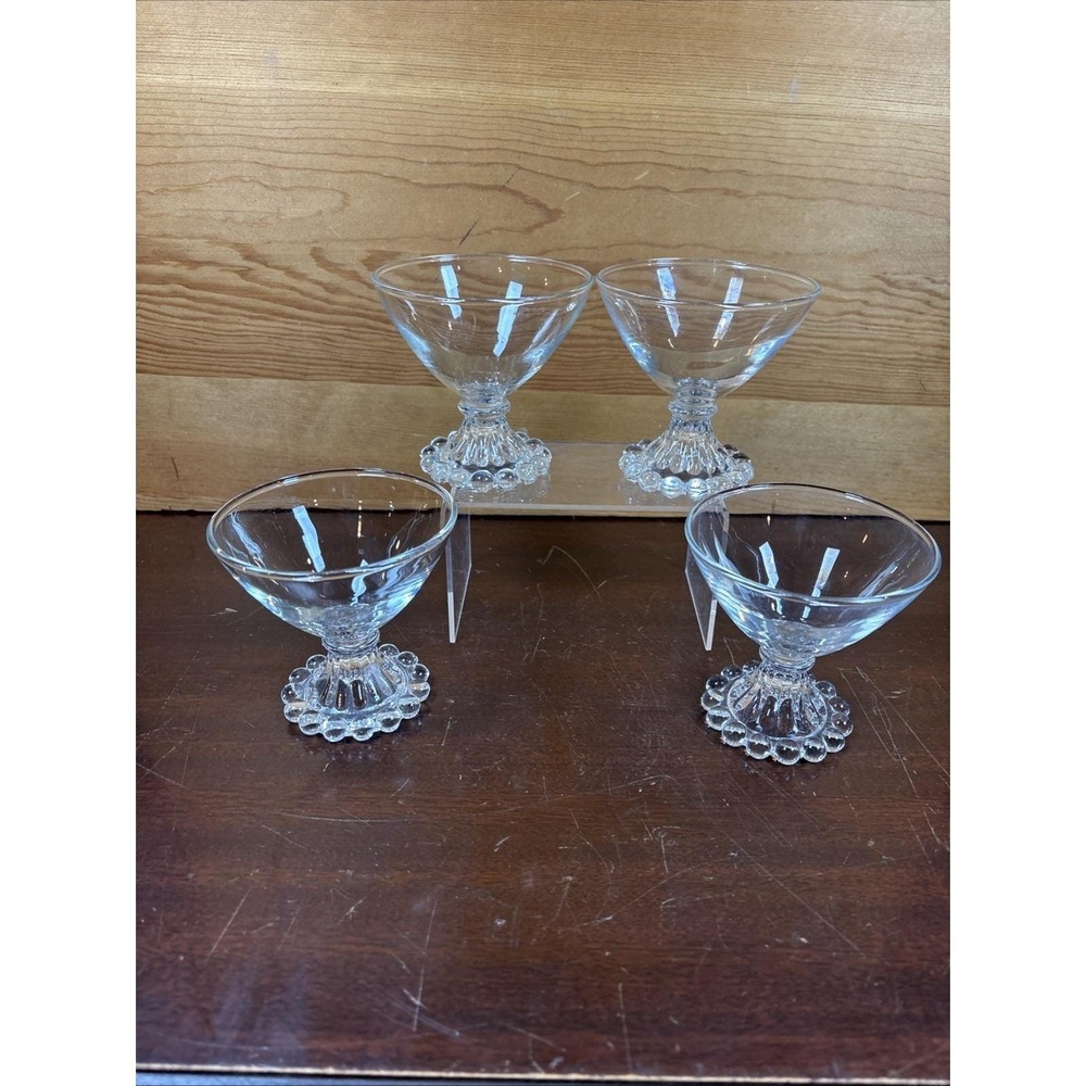 4~Anchor Hocking Berwick Boopie Clear Champagne/Sherbet 3.5" Glasses~MCM